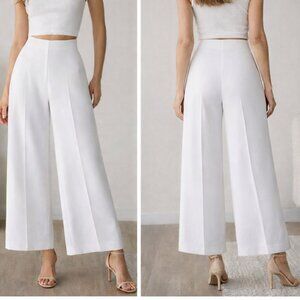 ZARA White Culotte Pants High Waist Wide Leg Sz L NWT Minimalist Classic Flowy